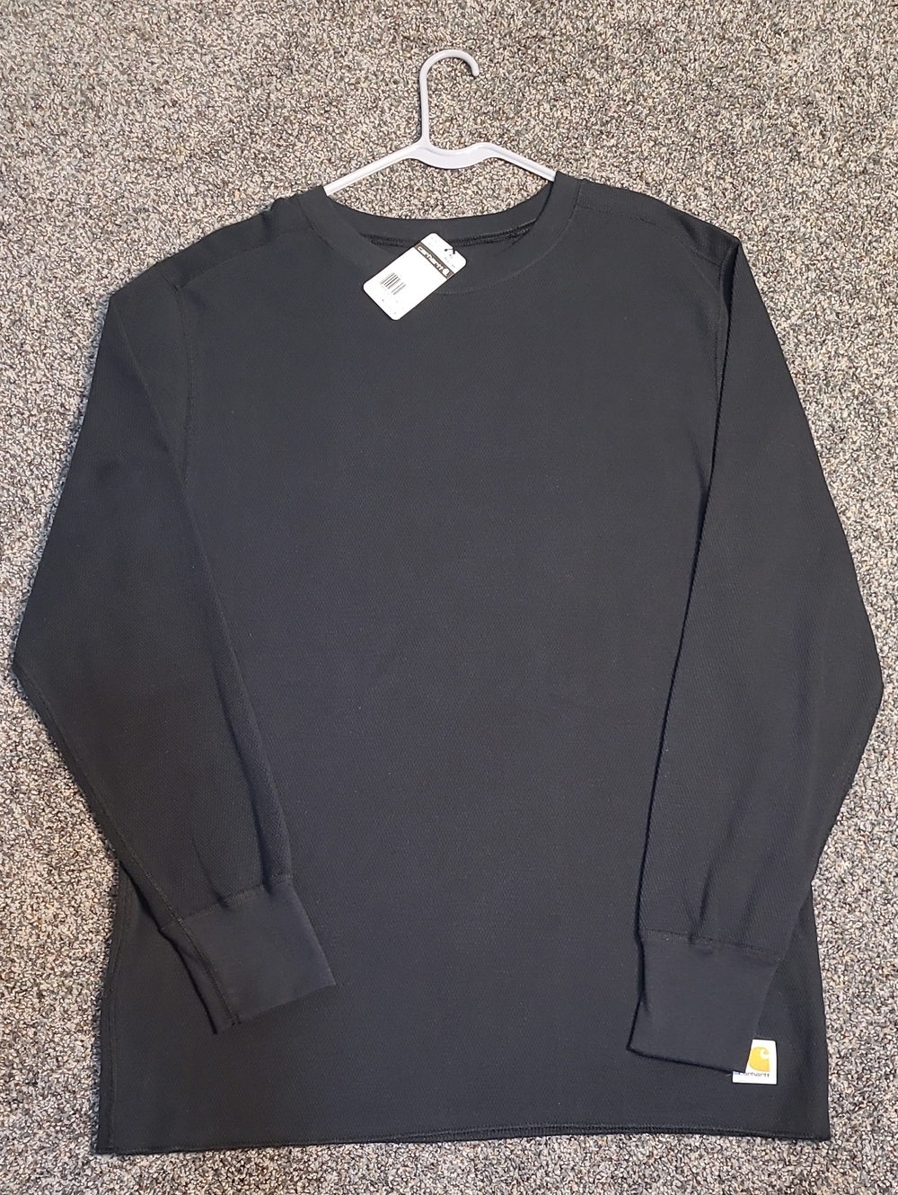 Carhartt Black Long-Sleeve Waffle Crewneck Shirt XL